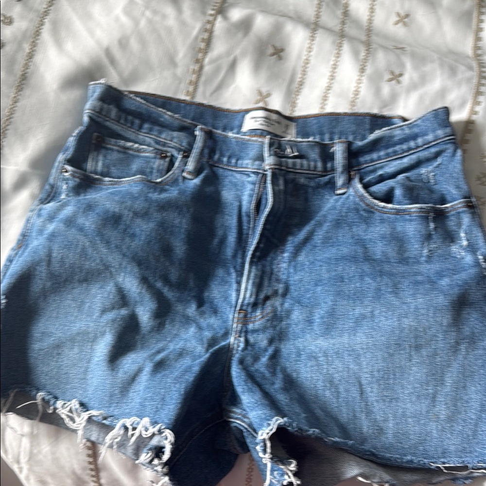 Abercrombie & Fitch Light Blue High Rise Denim Shorts